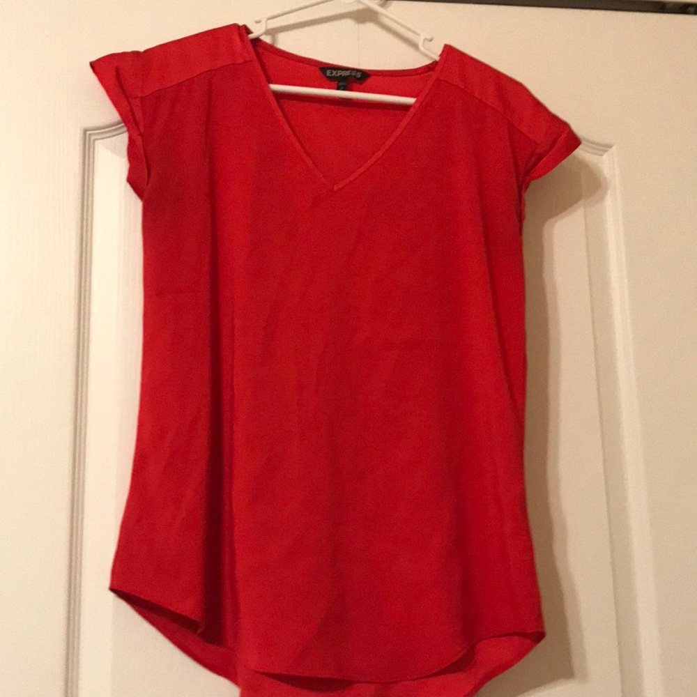 Red satin shirt